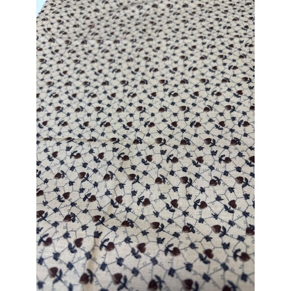 Vintage Beige Cotton Fabric with Small Brown & Black Floral Pattern 17" x 18" Qu - Picture 2 of 5